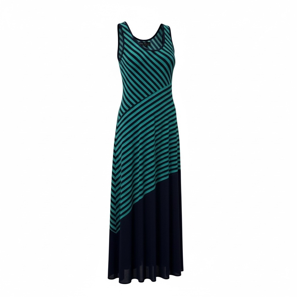 Striped Teal and Navy Maxi Dress